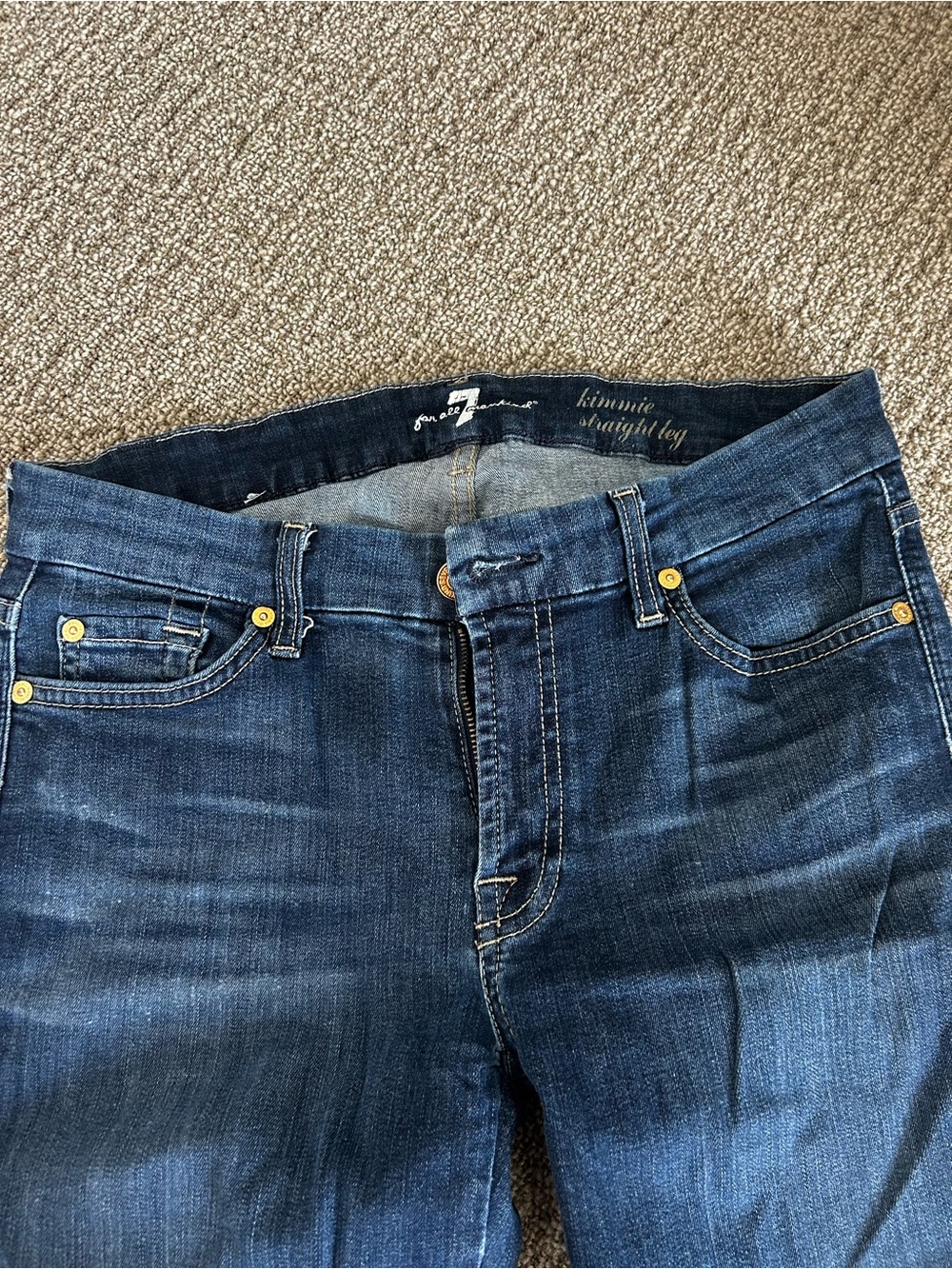 7 For All Mankind Women's Dark Blue Straight Leg Jeans